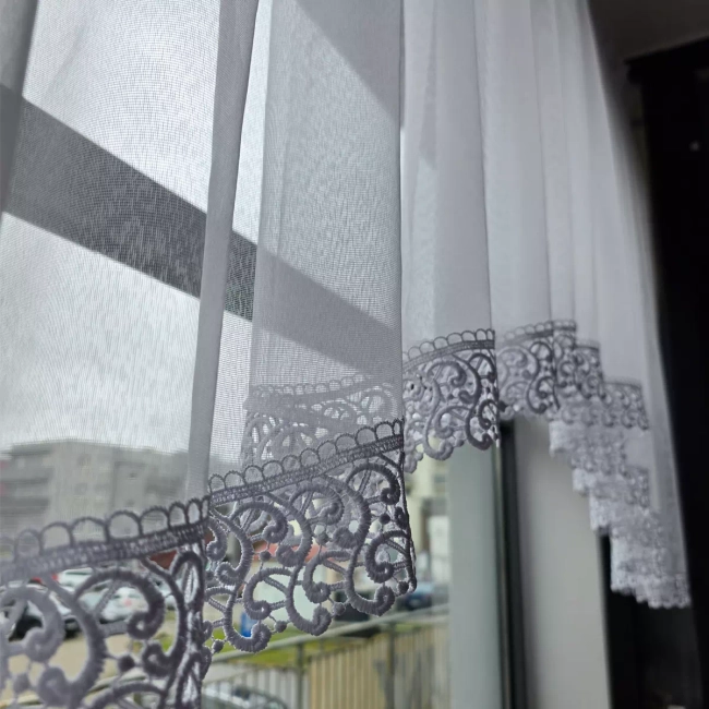 Firana gotowa z gipiurą ŁUK 450x130 (limitowana kolekcja) - na karnisz 175-225cm